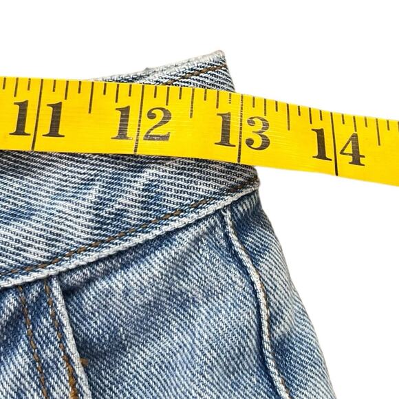 Guess Jean Shorts Womens 30 Blue Red Yellow Ribbon High Waist Y2K American VTG - Picture 10 of 11